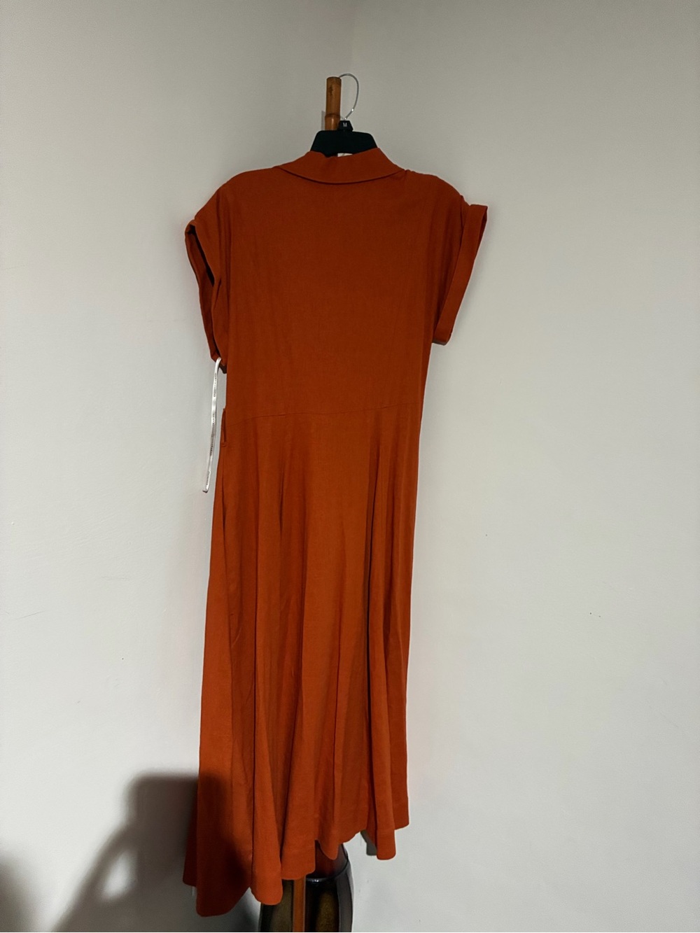 Donna Karan Rust-Orange Maxi Shirt Dress